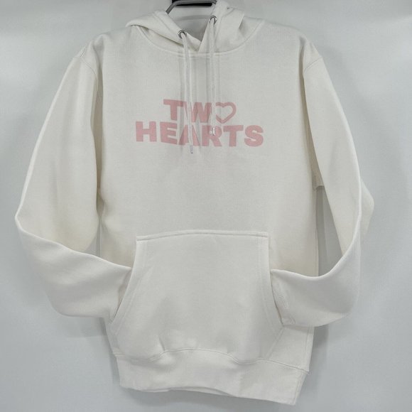Two Hearts Long Sleeve Hoodie Sweatshirt White Graphic Size S NWOT - Picture 2 of 6